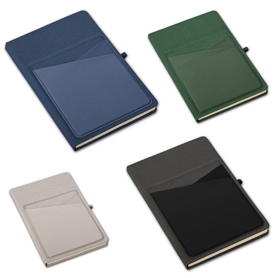 Notebook with pockets and pen holder